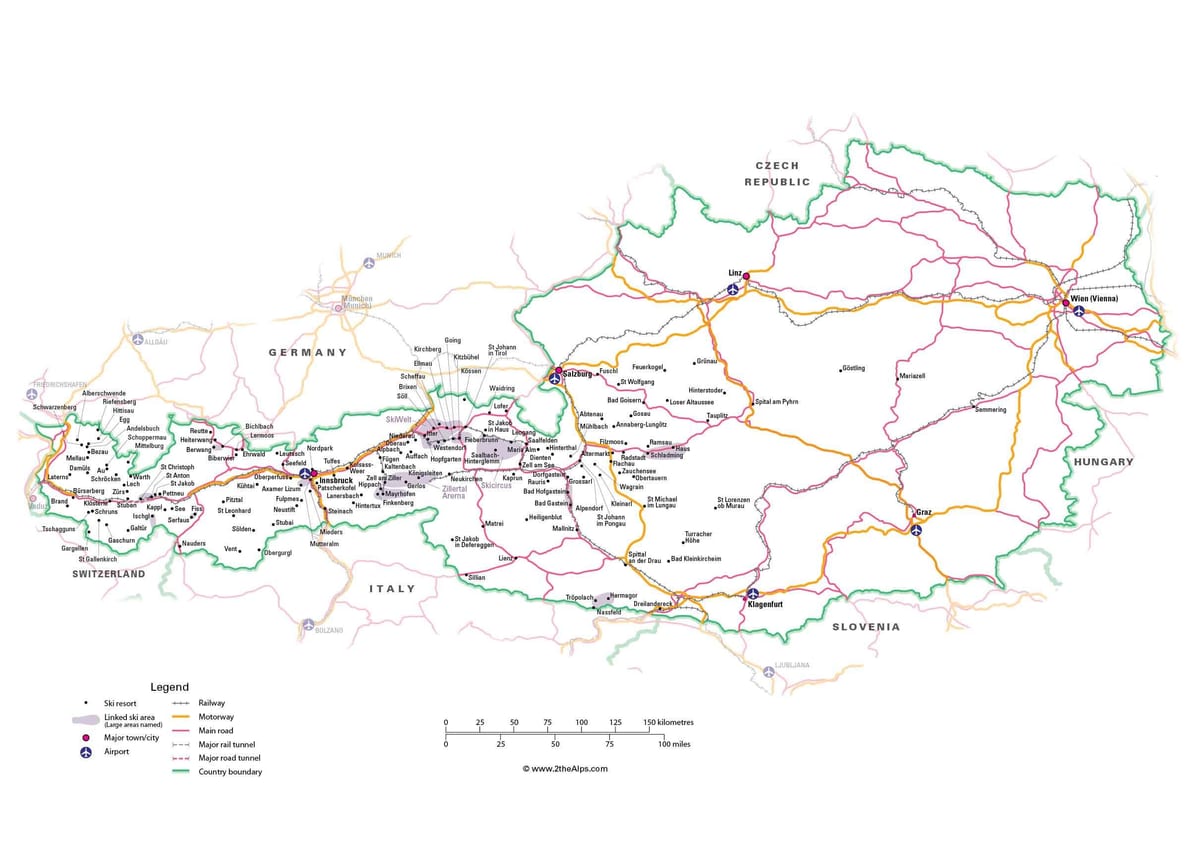 mappa di austria attrazioni turistiche