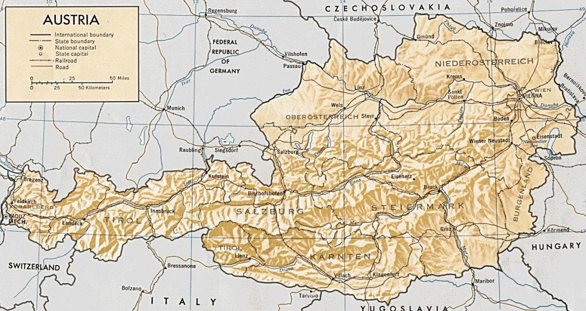 austria mappa geografica