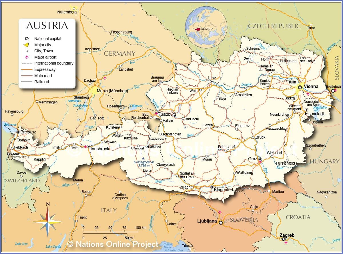 mappa di austria città