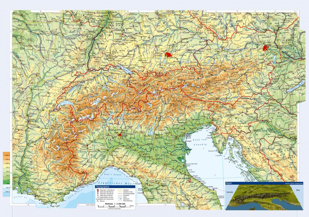 mappa di austria topografica