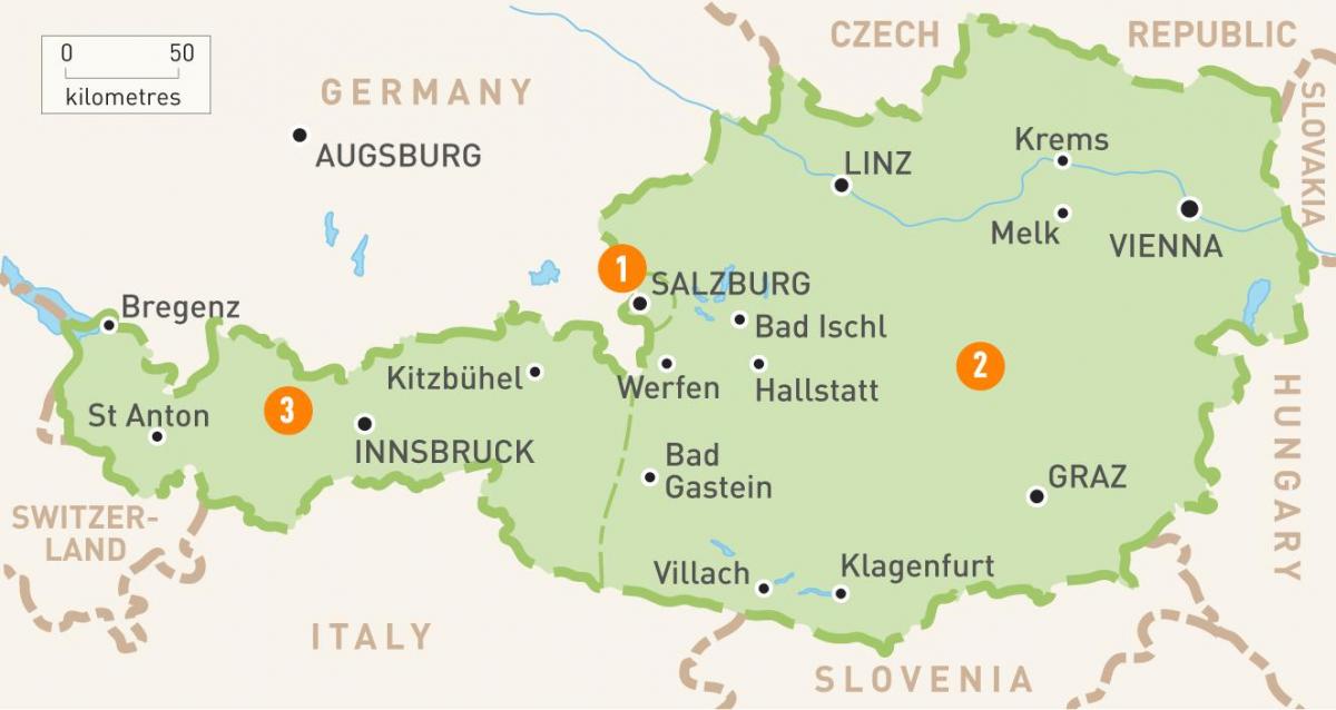 una mappa di austria