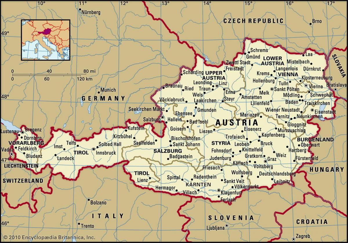 mappa di castelli in austria