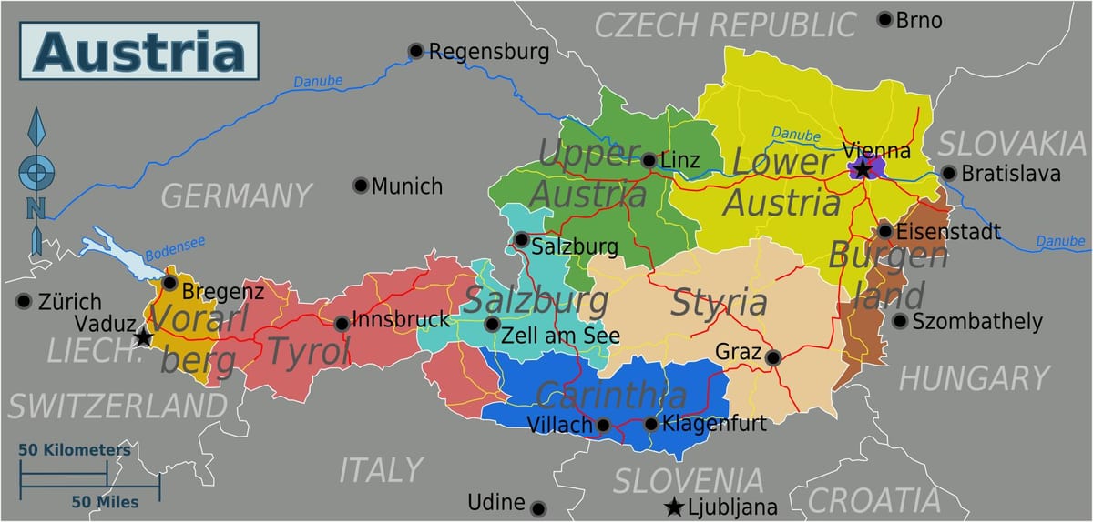 mappa di gli stati austriaci