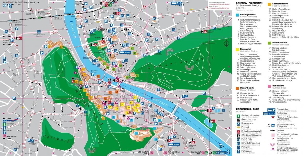 mappa di mappa turistica di salisburgo, austria