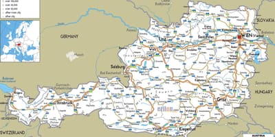 Mappa di austria con la città