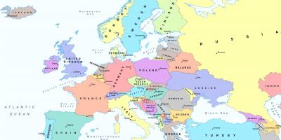 Mappa dell'europa che mostra austria