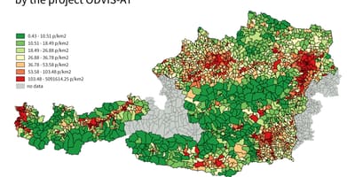 Austria densità di popolazione mappa