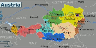 Mappa di gli stati austriaci