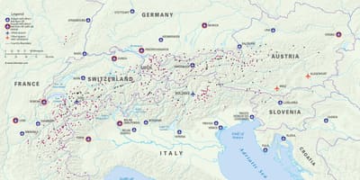 Mappa di austria stazioni sciistiche aeroporti