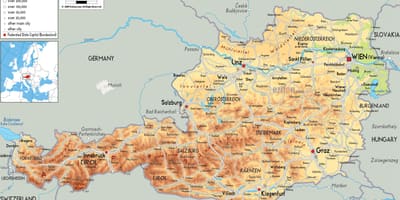 Mappa di mappa fisica dell'austria