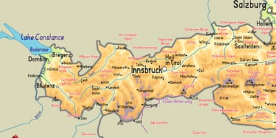 Mappa di mayrhofen, austria